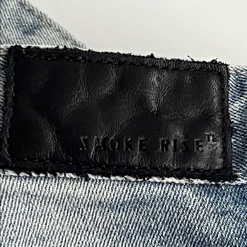 Smoke Rise Distressed Rip Repair Light Blue Men’s Jeans Sz 36x34 Streetwear Edgy - Picture 6 of 12